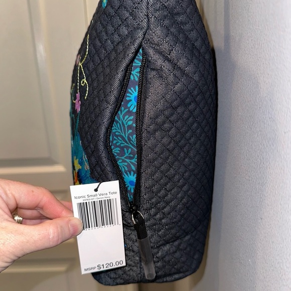 NWT - Vera Bradley Embroidered Denim Navy Small Tote - Picture 5 of 10
